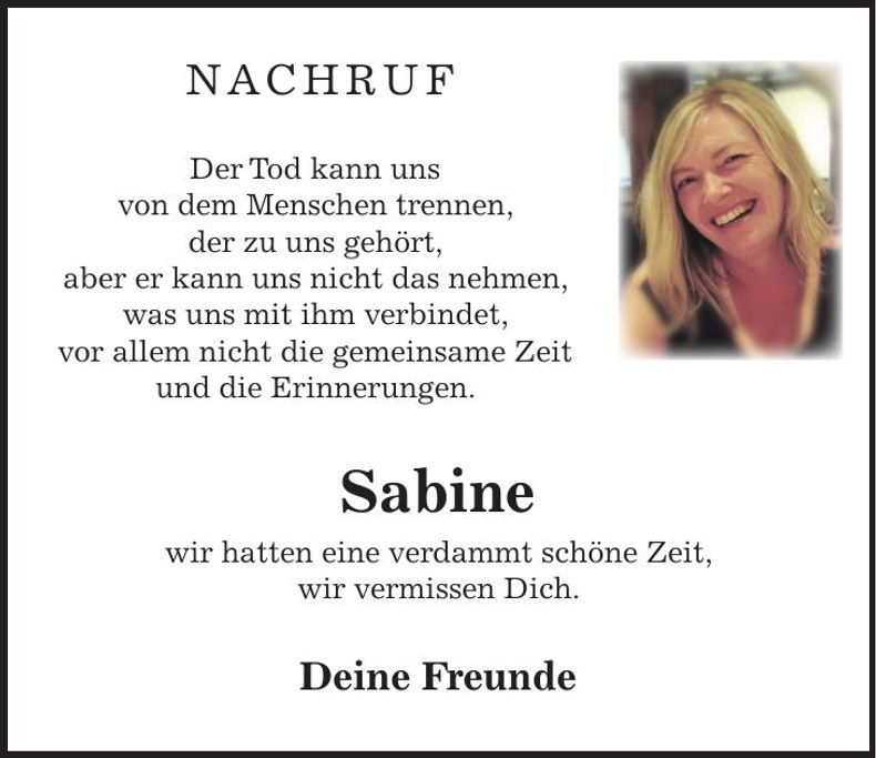 Traueranzeige Sabine Moser-Geisperger