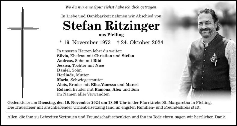 Traueranzeige Stefan Ritzinger