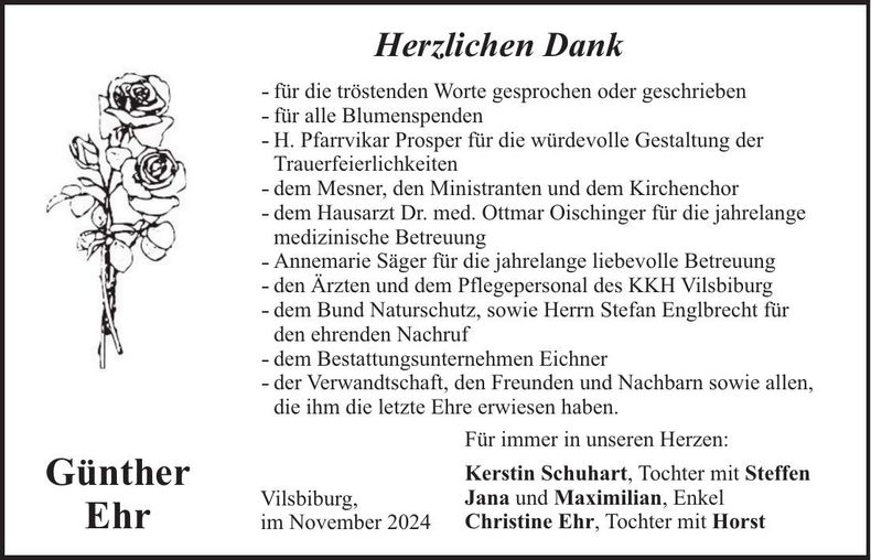Traueranzeige Günther Ehr