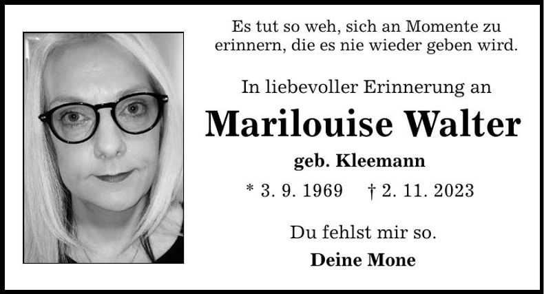 Traueranzeige Marilouise Walter