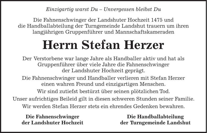 Traueranzeige Stefan Herzer