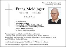 Traueranzeige Franz Meidinger
