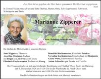 Traueranzeige Marianne Zipperer