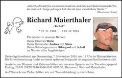 Traueranzeige Richard Maierthaler