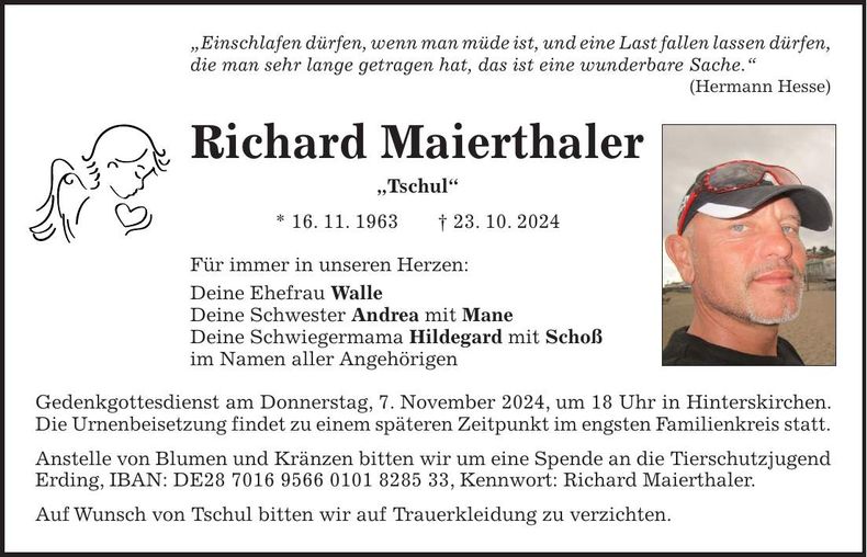 Traueranzeige Richard Maierthaler