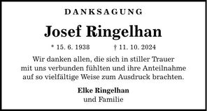 Traueranzeige Josef Ringelhan