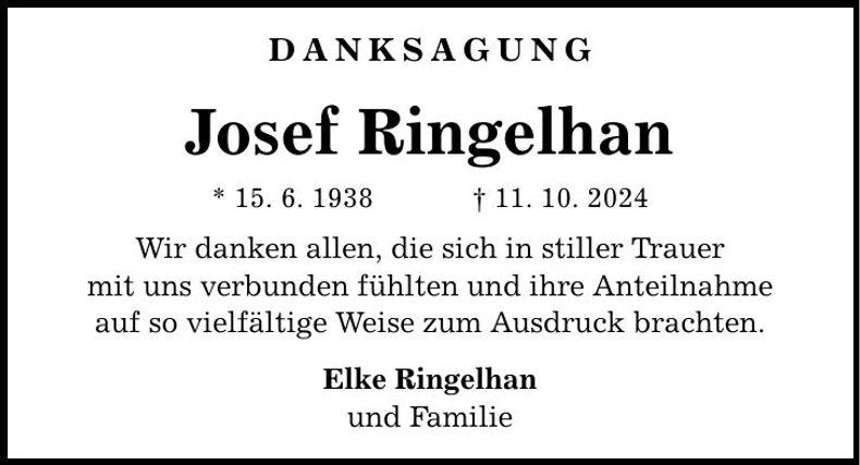 Traueranzeige Josef Ringelhan