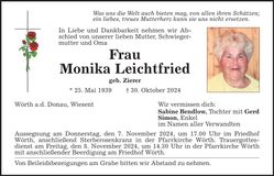 Traueranzeige Monika Leichtfried