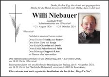Traueranzeige Willi Niebauer