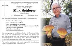 Traueranzeige Max Seiderer