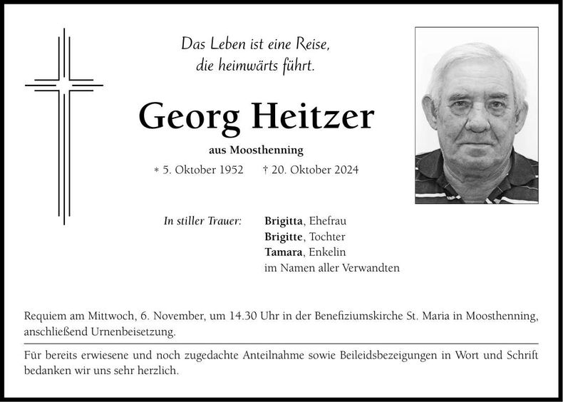 Traueranzeige Georg Heitzer