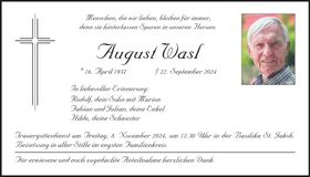 Traueranzeige August Wasl