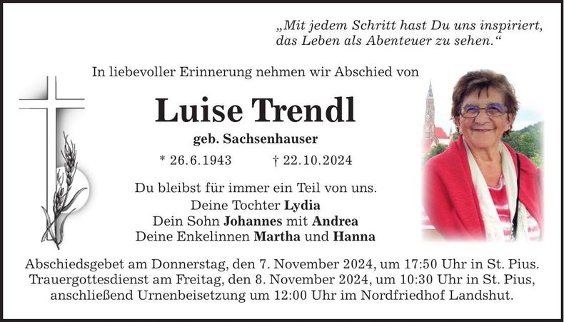 Traueranzeige Luise Trendl