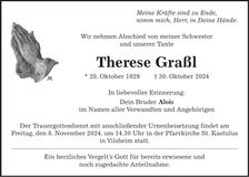 Traueranzeige Therese Graßl