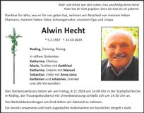 Traueranzeige Alwin Hecht