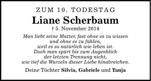 Traueranzeige Liane Scherbaum