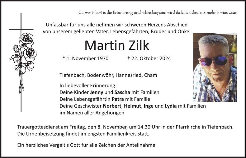 Traueranzeige Martin Zilk