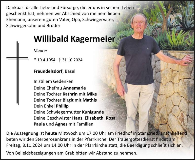 Traueranzeige Willibald Kagermeier