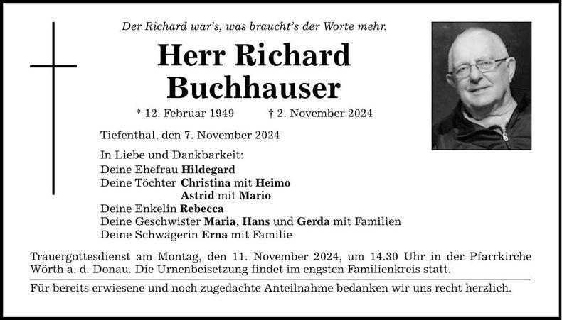 Traueranzeige Richard Buchhauser