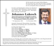 Traueranzeige Johannes Lukesch