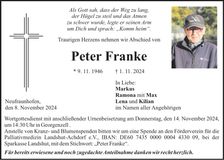 Traueranzeige Peter Franke