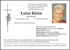 Traueranzeige Luise Klein