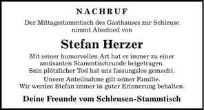 Traueranzeige Stefan Herzer