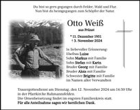 Traueranzeige Otto Weiß