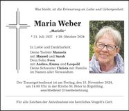 Traueranzeige Maria Weber