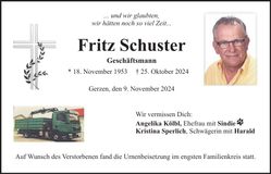 Traueranzeige Fritz Schuster