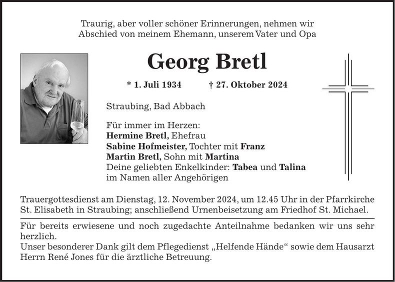 Traueranzeige Georg Bretl