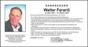 Traueranzeige Walter Feraric