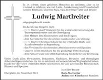 Traueranzeige Ludwig Martlreiter