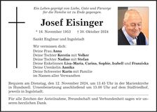 Traueranzeige Josef Eisinger