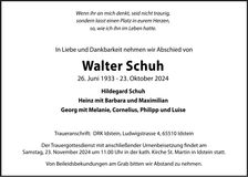 Traueranzeige Walter Schuh