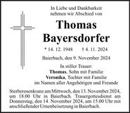 Traueranzeige Thomas Bayersdorfer