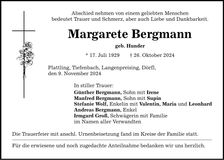 Traueranzeige Margarete Bergmann