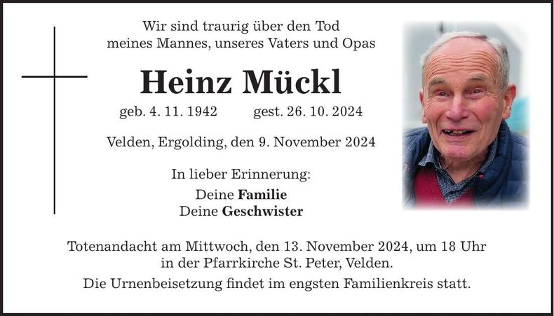 Traueranzeige Heinz Mückl