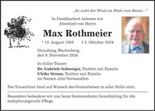 Traueranzeige Max Rothmeier