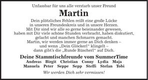 Traueranzeige Martin Zilk