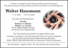 Traueranzeige Walter Hausmann