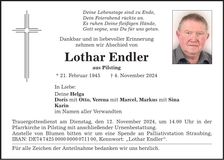 Traueranzeige Lothar Endler