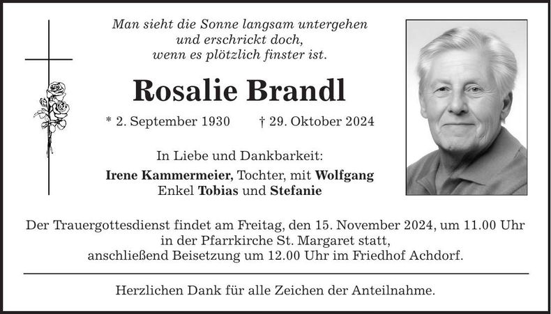 Traueranzeige Rosalie Brandl