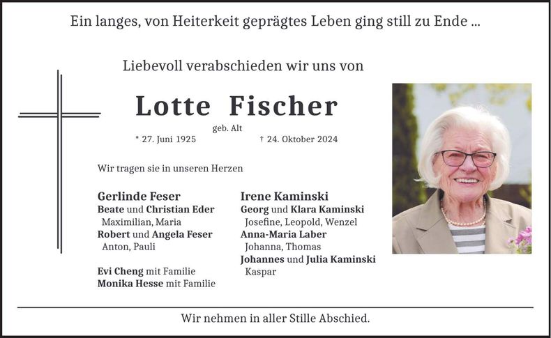 Traueranzeige Lotte Fischer