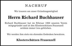 Traueranzeige Richard Buchhauser
