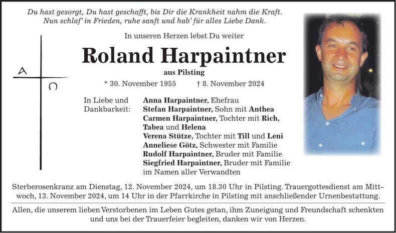 Traueranzeige Roland Harpaintner