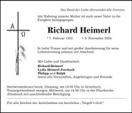 Traueranzeige Richard Heimerl