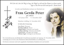 Traueranzeige Gerda Peter