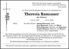 Traueranzeige Theresia Ramsauer