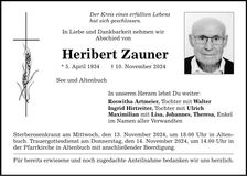 Traueranzeige Heribert Zauner